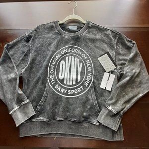 DKNY Sport Acid-Washed Logo Jersey Sweatshirt